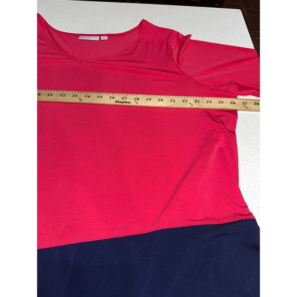 Susan Graver Tunic Top Liquid Knit Color Block Asymmetrical 2XL stretch Party - Picture 6 of 9